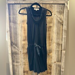 LOFT Black Beaded Neck Midi Dress